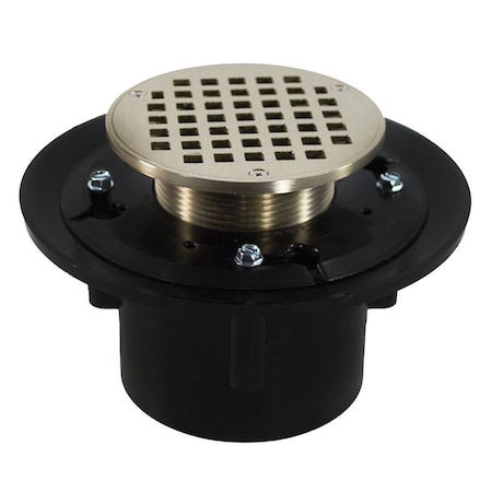 Jones Stephens 3in. x 4in. Heavy Duty ABS Drain Base with 3-1/2in. Metal Spud and 4in. Nickel Bronze Strainer D49154